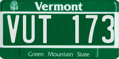 VT license plate VUT173