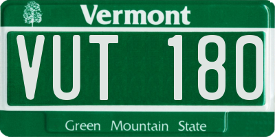 VT license plate VUT180