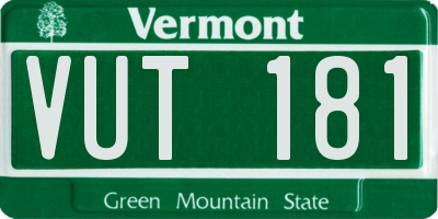 VT license plate VUT181