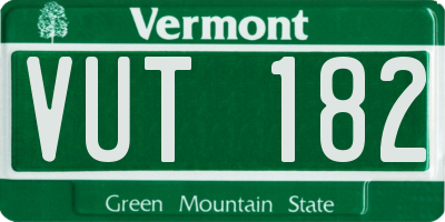 VT license plate VUT182