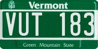 VT license plate VUT183