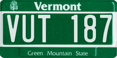 VT license plate VUT187