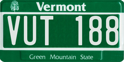 VT license plate VUT188