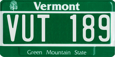 VT license plate VUT189