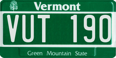 VT license plate VUT190
