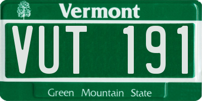 VT license plate VUT191
