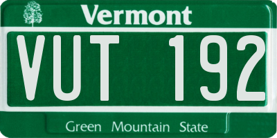 VT license plate VUT192