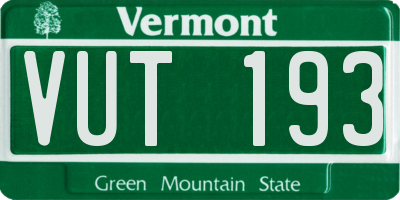 VT license plate VUT193