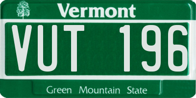 VT license plate VUT196