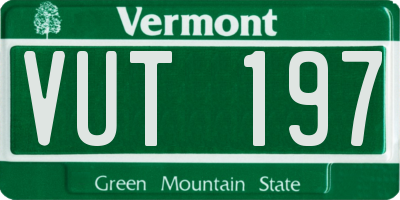 VT license plate VUT197