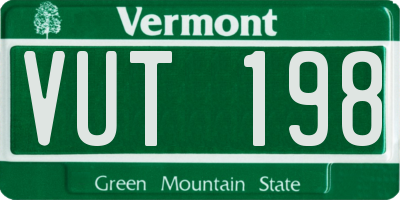 VT license plate VUT198
