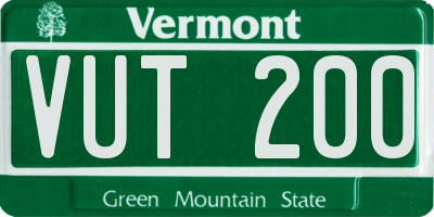 VT license plate VUT200