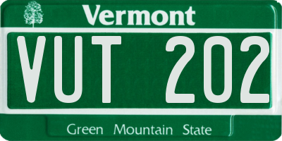 VT license plate VUT202