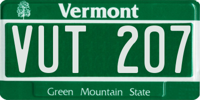 VT license plate VUT207