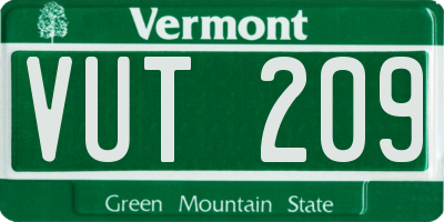 VT license plate VUT209