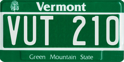 VT license plate VUT210