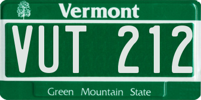 VT license plate VUT212