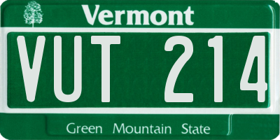 VT license plate VUT214