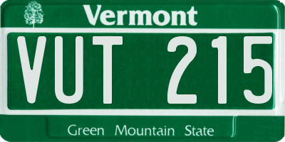 VT license plate VUT215