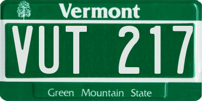 VT license plate VUT217