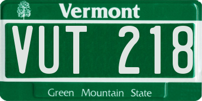 VT license plate VUT218