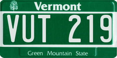 VT license plate VUT219