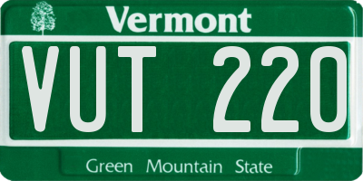 VT license plate VUT220