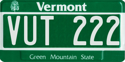 VT license plate VUT222
