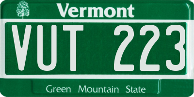 VT license plate VUT223