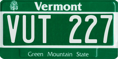 VT license plate VUT227