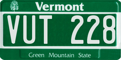 VT license plate VUT228