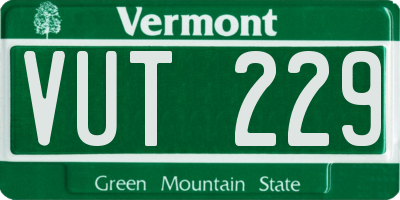 VT license plate VUT229
