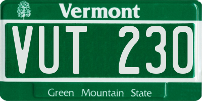 VT license plate VUT230