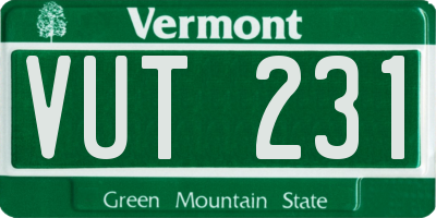 VT license plate VUT231