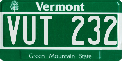 VT license plate VUT232