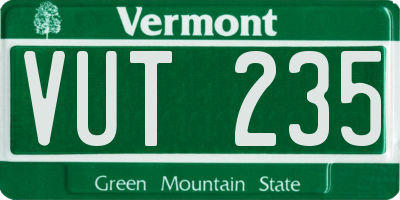 VT license plate VUT235