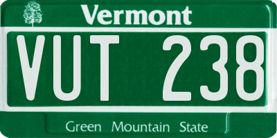 VT license plate VUT238