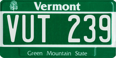 VT license plate VUT239