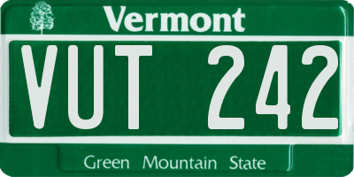 VT license plate VUT242