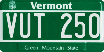 VT license plate VUT250