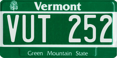 VT license plate VUT252