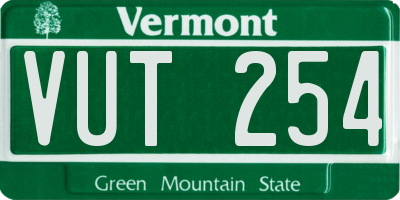 VT license plate VUT254