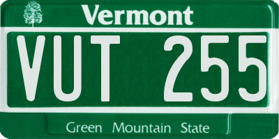 VT license plate VUT255