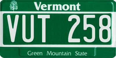 VT license plate VUT258