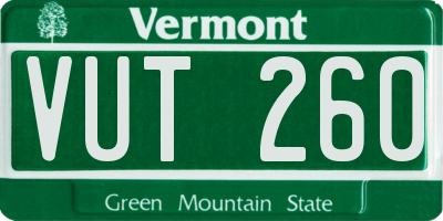 VT license plate VUT260