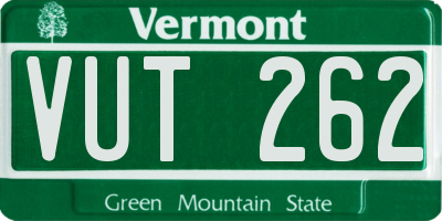 VT license plate VUT262