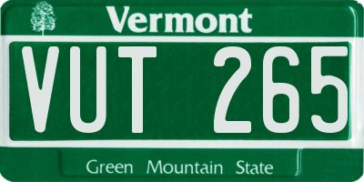VT license plate VUT265