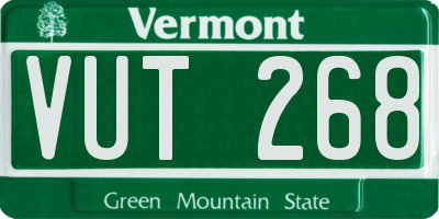 VT license plate VUT268