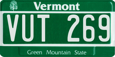 VT license plate VUT269