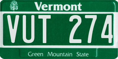 VT license plate VUT274